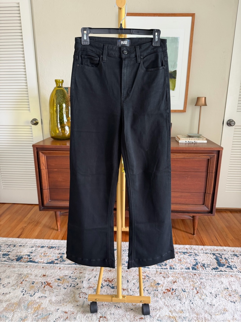 PAIGE Black Wide-Leg High-Rise Jeans
